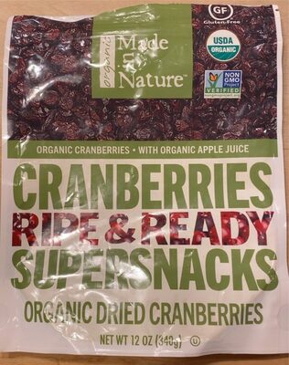 Organic dried cranberries