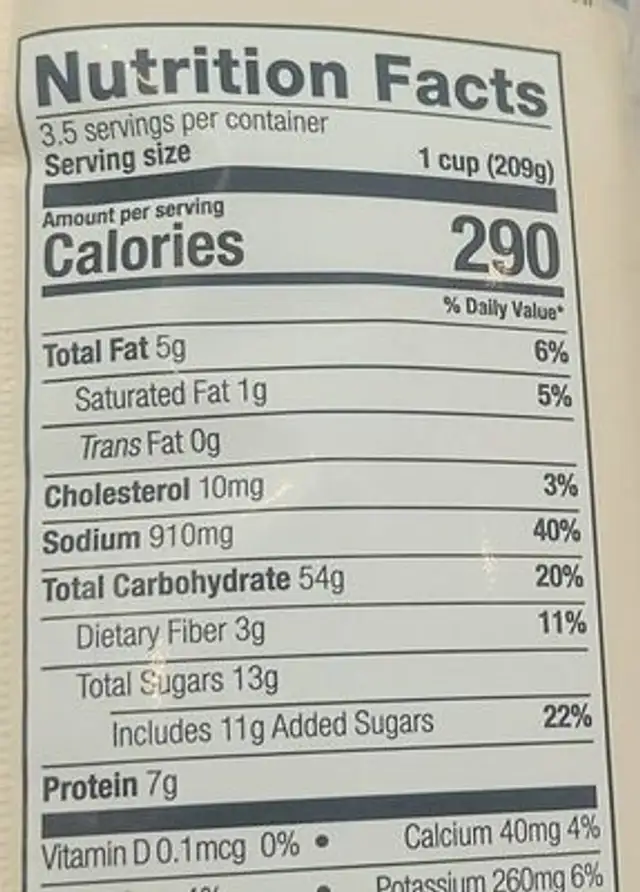 Beef bulgogi udon nutrition facts table