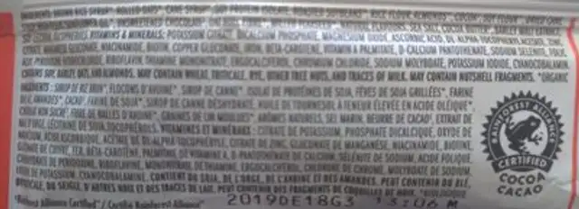 Chocolate Almond Fudge ingredients label
