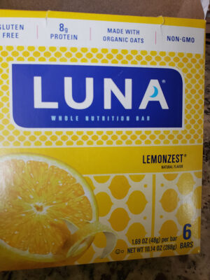 LUNA Whole Nutrition Bar LemonZest Natural Flavor