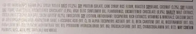 Clif Energy 12 Bars ingredients label
