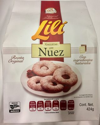 Galletas lilí con nuez front packaging