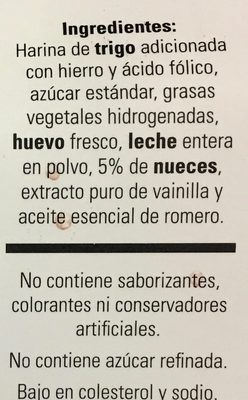 Galletas lilí con nuez ingredients label