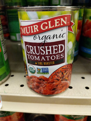 Crushed tomatoes, fire roasted front packaging