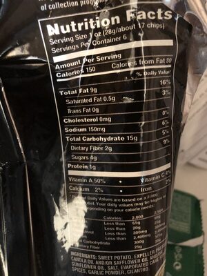 Spicy Sweets Vegetable Chips ingredients label