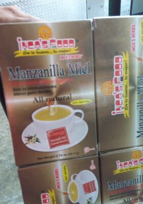 Manzanilla miel tea bags front packaging