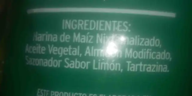 Bokaditos ingredients label