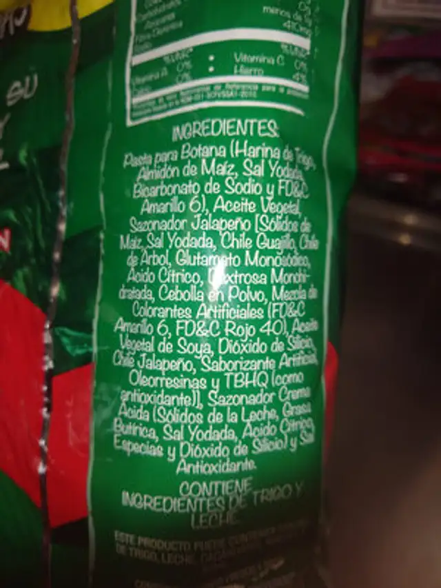 Unknown ingredients label