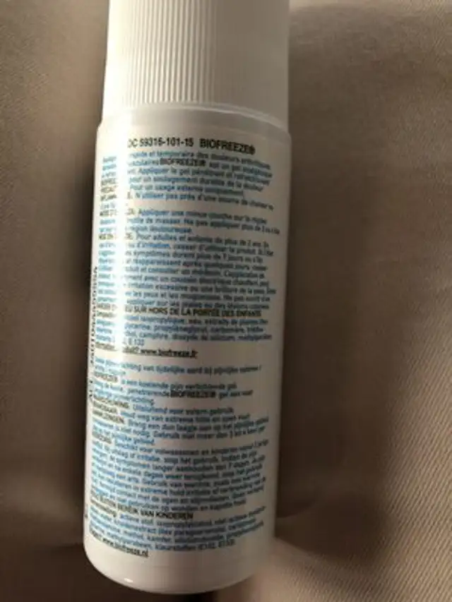 Biofreeze Roll On Antalgique ingredients label