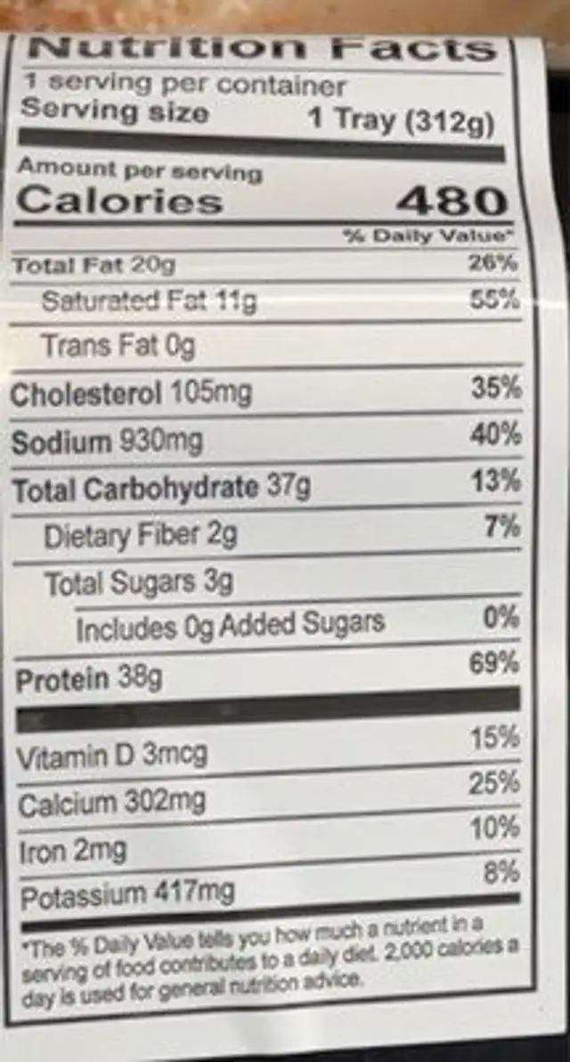 cajun style tilapia nutrition facts table