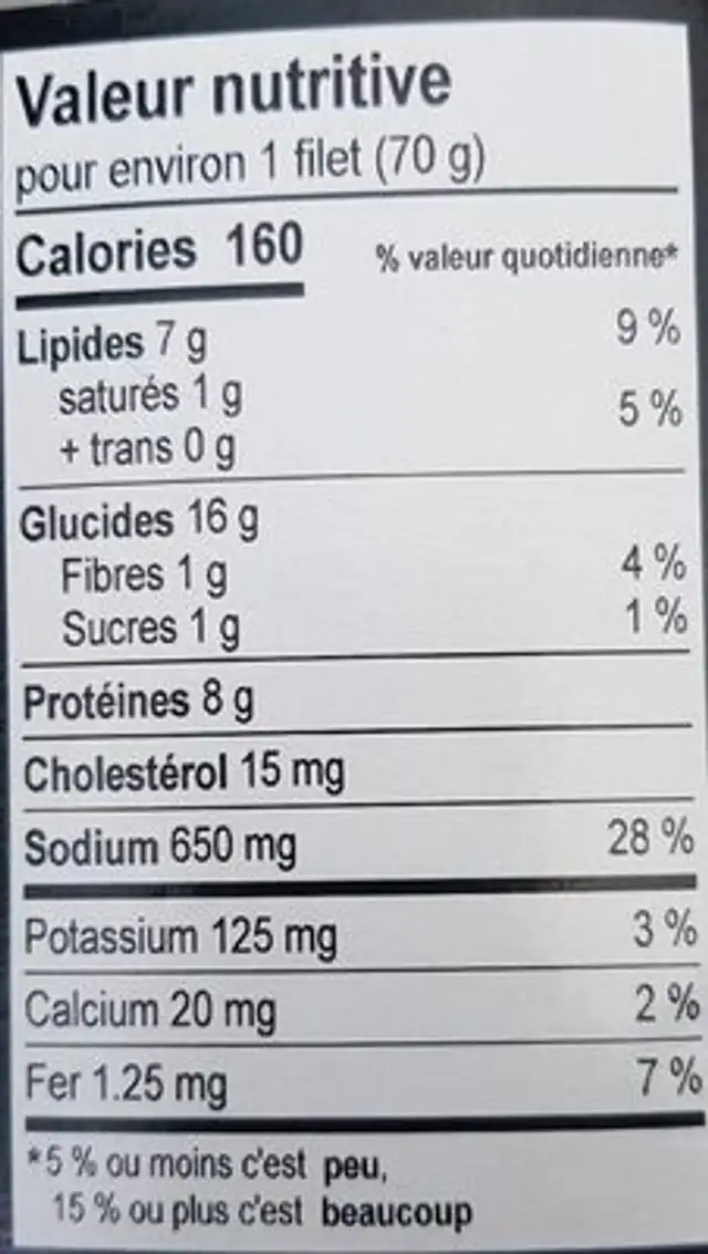 Morue de l'Alaska moisson de céréales nutrition facts table
