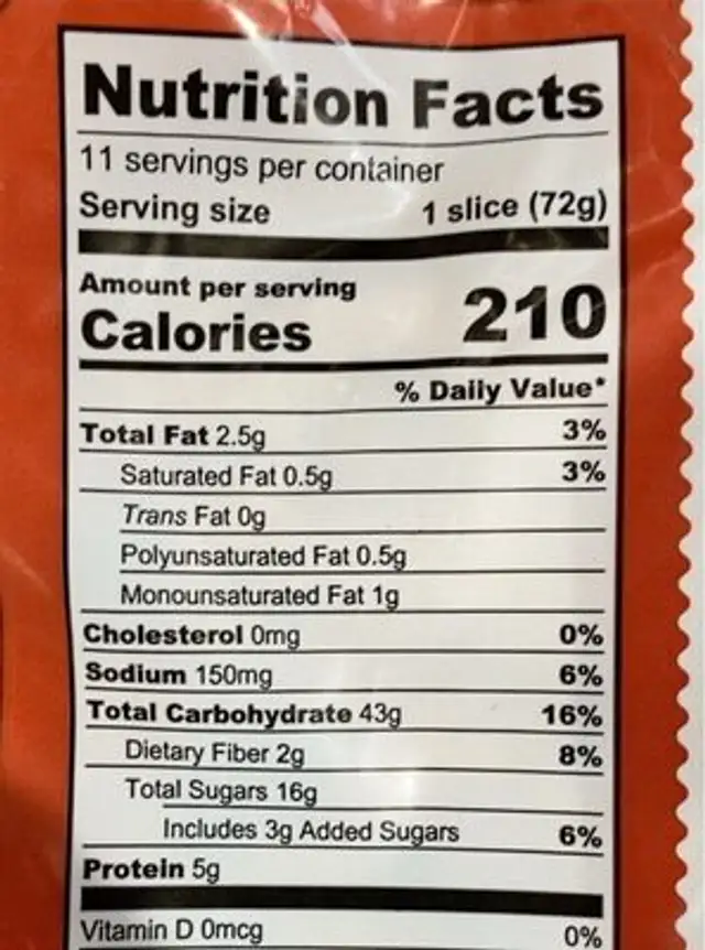 El camino real bakery organic ultra raisin bread nutrition facts table