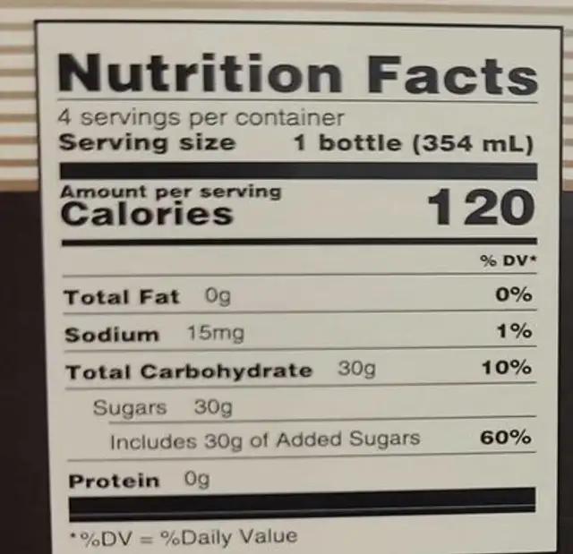 Red Ribbon Root Beer nutrition facts table