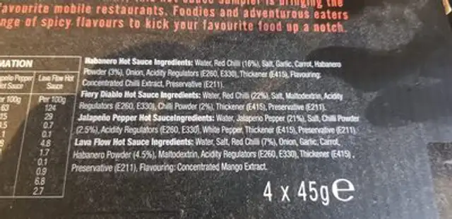 hot sauce ingredients label