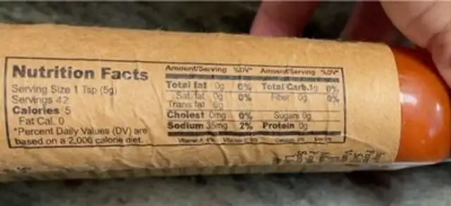 Xtreme hot sauce nutrition facts table