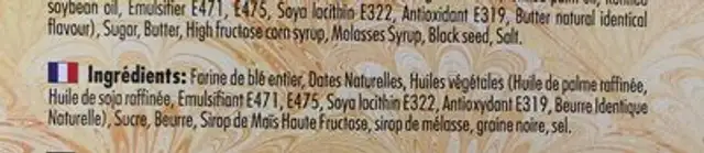 Date Maamoul ingredients label