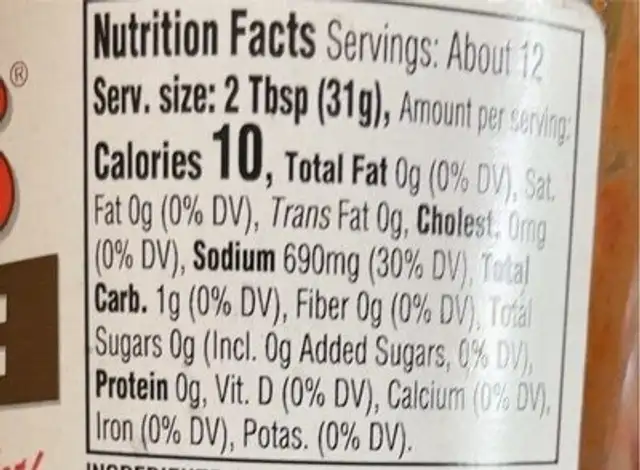 Sauce wing mile nutrition facts table