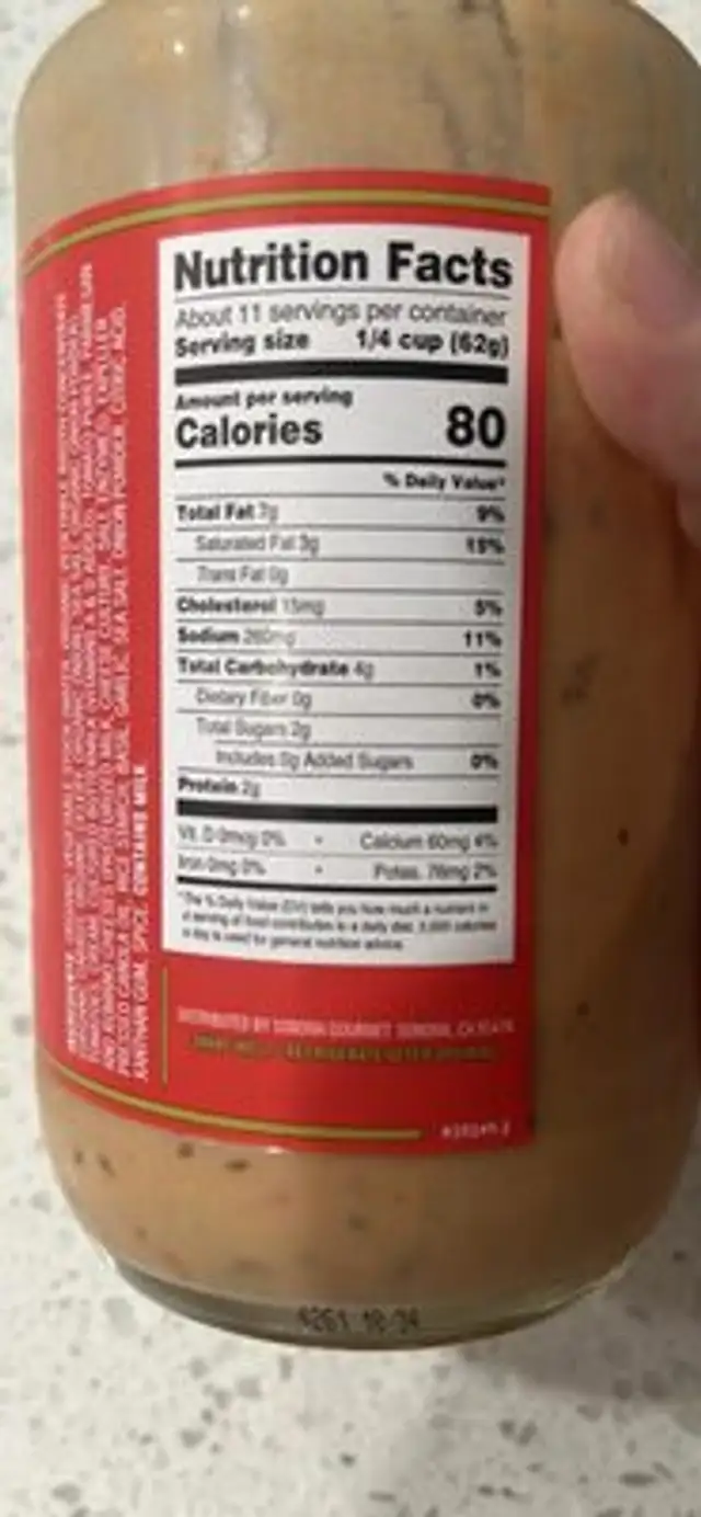 CREAMY TOMATO PARMESAN PASTA SAUCE nutrition facts table