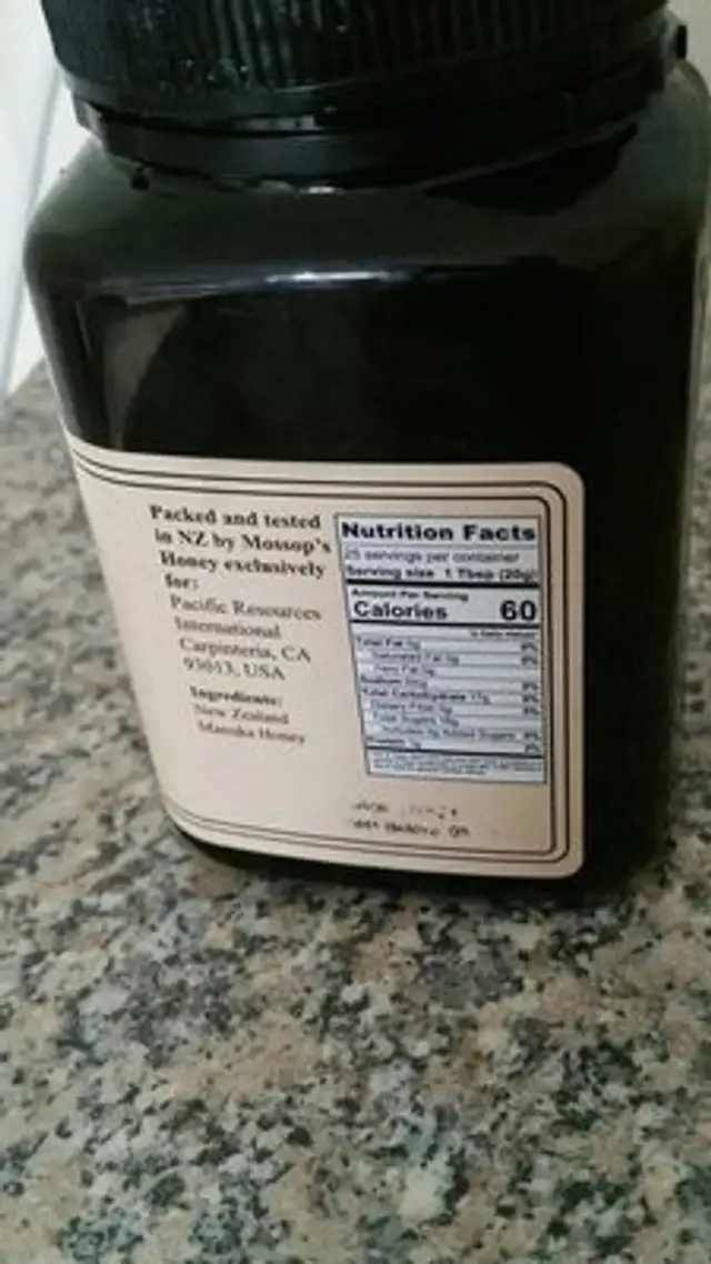 Manuka honey 20+ ingredients label