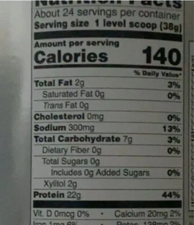 Sports Plant Protein Complex nutrition facts table