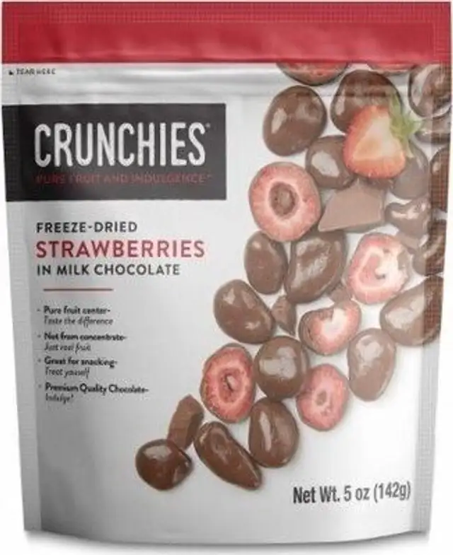 Crunchies freeze dried strawberries in milk chocolate