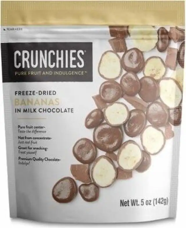 Crunchies freeze dried bananas in milk chocolate