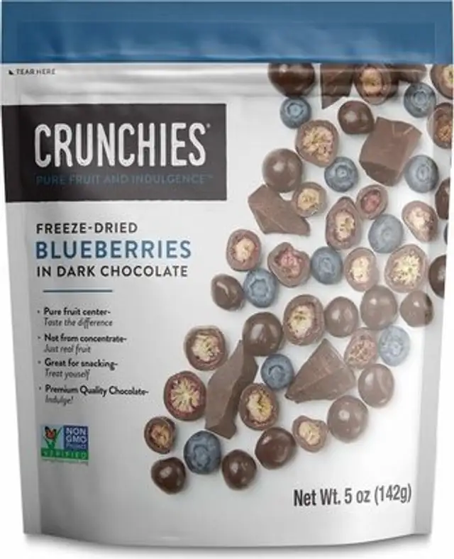 Dark chocolate covered freezedried fruit
