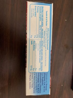 Gelatina D'Gari light ingredients label