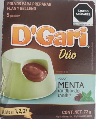 Dúo Polvo para preparar flan y relleno sabor menta chocolate