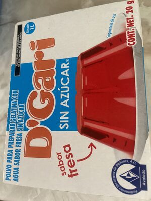 Polvo para preparar gelatina con agua sabor fresa sin azúcar