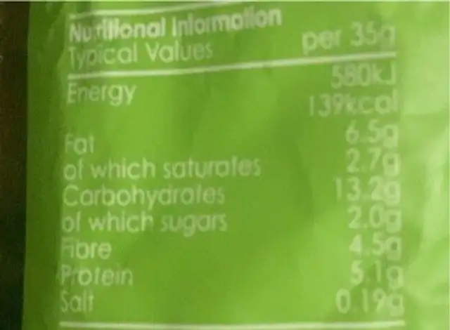 Roasted Broad Beans & Green Peas nutrition facts table