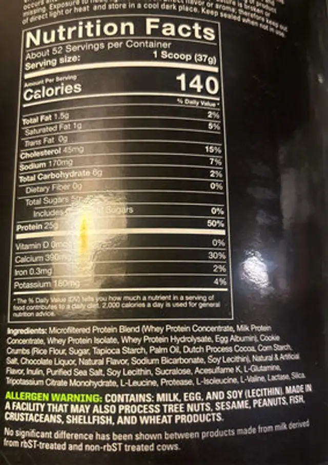 Combat Powder (1,8 KG) Muscle Pharm Parfum Cookies ingredients label