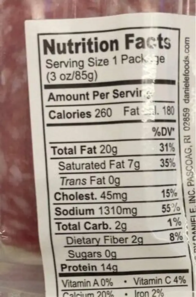 Naturale on the go genoa salame nutrition facts table