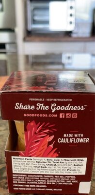 Plant Based Buffalo Style Dip nutrition facts table