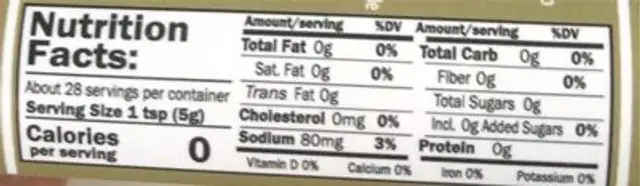 xxx hot pepper sauce nutrition facts table