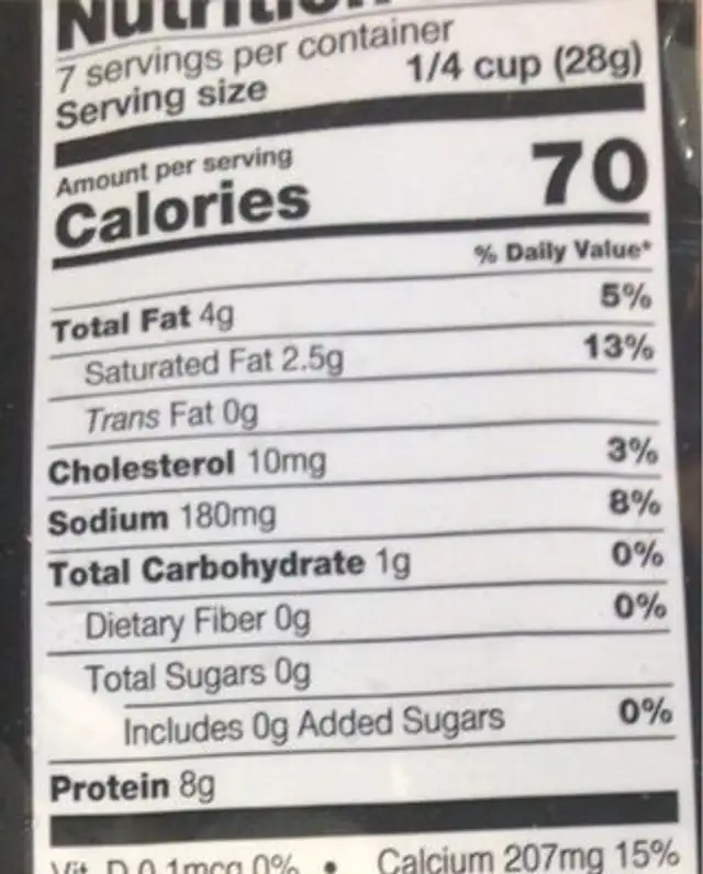 Mozzarella premium shredded cheese low fat nutrition facts table