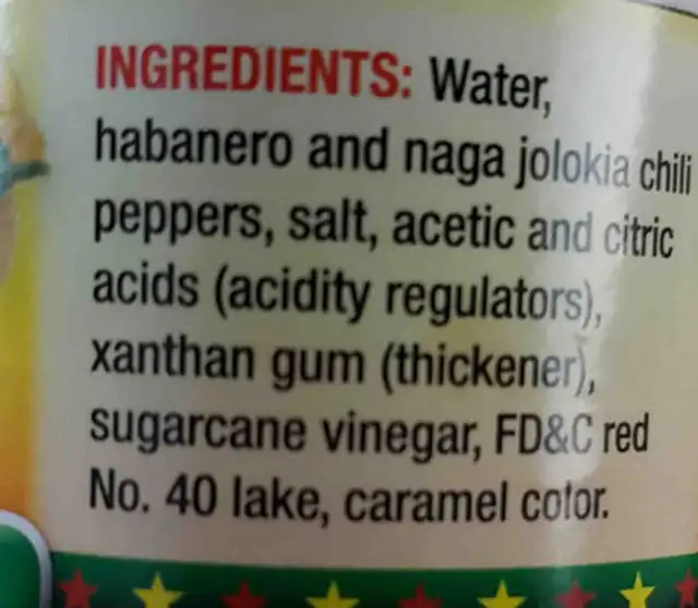 hot pepper sauce ingredients label