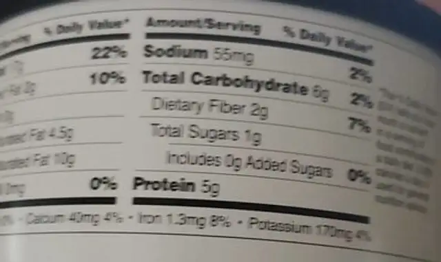See's Candy Salted Nuts nutrition facts table