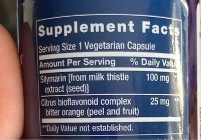Silymarin nutrition facts table