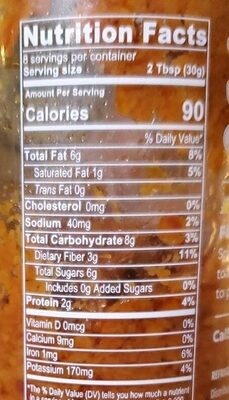 Sun Dried Tomatoes, Garlic with Spices nutrition facts table