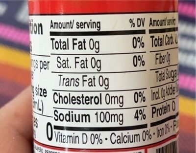 Salsa Brava Hot Sauce nutrition facts table