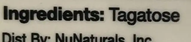 Sweet Health Tagatose ingredients label