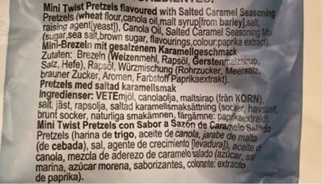 Salted Caramel Mini Twists nutrition facts table