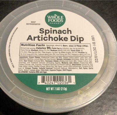 Spinach Artichoke Dip front packaging