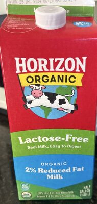 Organic 2% reduced fat milk front packaging