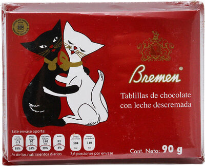 Tablillas de chocolate con leche descremada