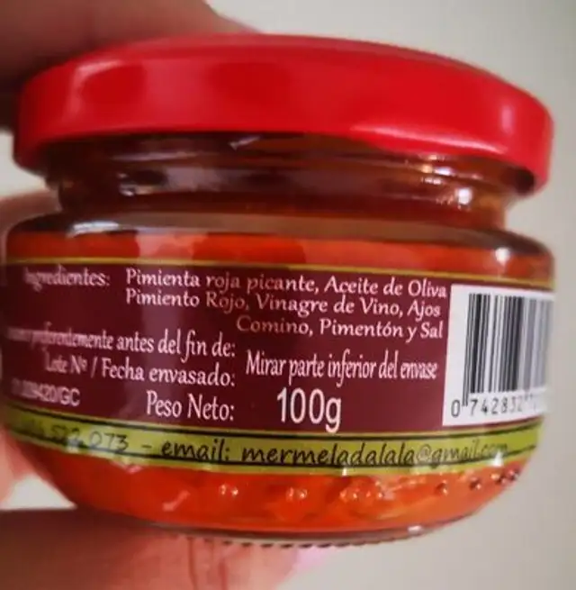 Mojo rojo hervido nutrition facts table