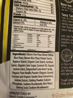 Gluten free lemon cookies ingredients label