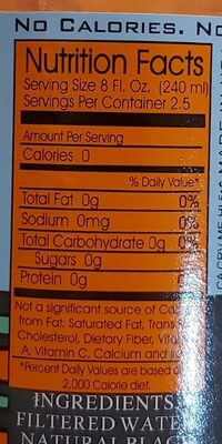 Unsweetened Black Tea nutrition facts table