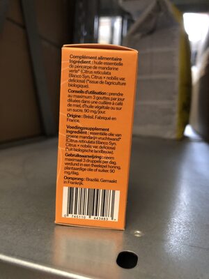 Huile Essentielle de Mandarine Verte Bio 10ml ingredients label